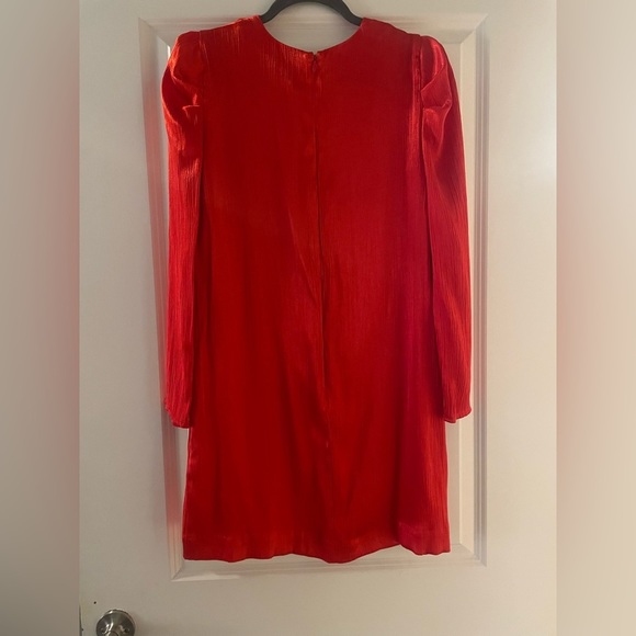 Nine West‎ Long Sleeve Shiny Red Mini Shift Dress Size Small Holiday Party - Picture 4 of 6
